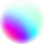 A colored circle, comprised of faded blue, red, green, purple, and pink curved hues.